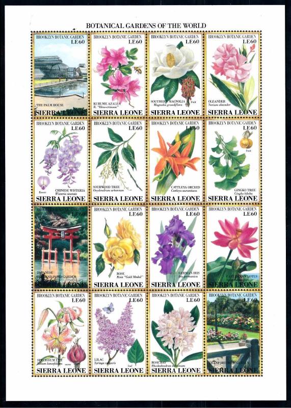 [66926] Sierra Leone 1991 Flora Flowers Blumen Brooklyn Botanic Garden  MNH