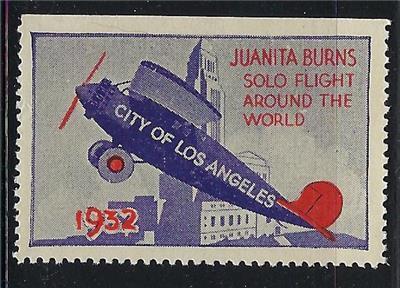 VEGAS 1932 Around The World Airplane Flight Promotional Poster Stamp (CQ119)