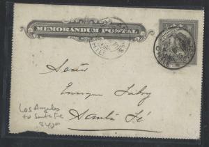 CHILE  (PP2601B)   1910 PS LETTER CARD LOS ANGELES TO SANTA FE 