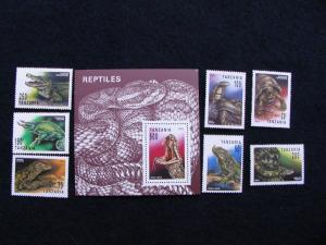 Tanzania - 1993 – Reptiles Set – 7 Stamps + S/S