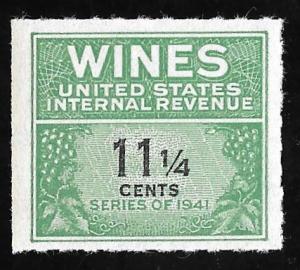 RE124 11 1/4 cents Wine Stamps Mint NH F