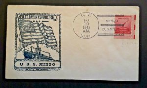 1943 USS Mingo 1st Day in Commission Illustrated Naval Cover