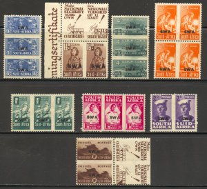 South West Africa Scott 144-151 Unused H/LHOG - 1942-45 Overprints - SCV $47.75