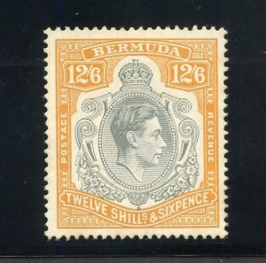 BERMUDA 1940 12/6 PERF 14  CHALKY PAP GEO VI SCOTT #127a, SG #120b MINT NH