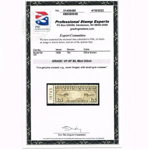 EXCELLENT GENUINE SCOTT #C8 MINT OG NH EARLY AIR MAIL PSE CERT GRADED VF-XF 85