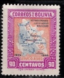 Bolivia - #C108 Map of Bolivian Airlines - MH