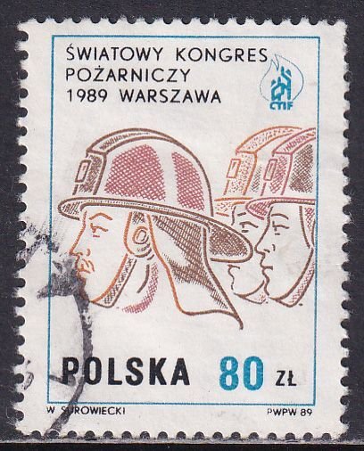 Poland 1989 Sc 2916 World Fire Fighting Congress Warsaw Stamp Used