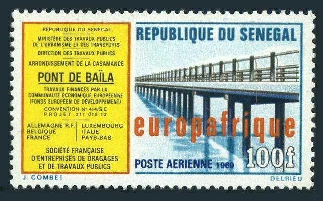 Senegal C74,lightly hinged.Michel 408. Baila bridge,1969.