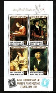 Cook Islands-Sc#1038-unused NH sheet-Paintings-Durer-Penny Black-1990-