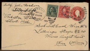 USA 1923 Upfranked Postal Stationery Detreoit Vienna Austria Cover 88913