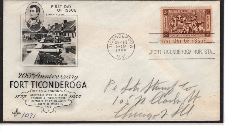 US FDC 1071, Fort Ticonderoga. ....   7503812