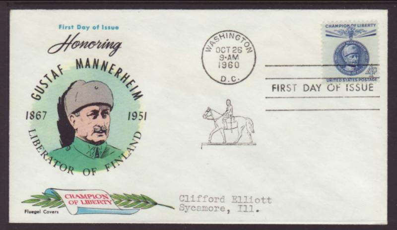 US 1165 Mannerheim Fluegel Typed FDC