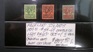 Falkland Islands 1929-1931 Scott# 54-64 complete Light Hinged VF-XF set of 11