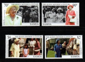 SAMOA SG1049/52 THE QUEEN MOTHER CENTURY  MNH