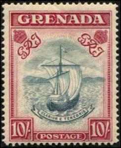 Grenada SG# 163b Colony Seal 10sh P14 Steal Blue & BRIGHT Carmine MH