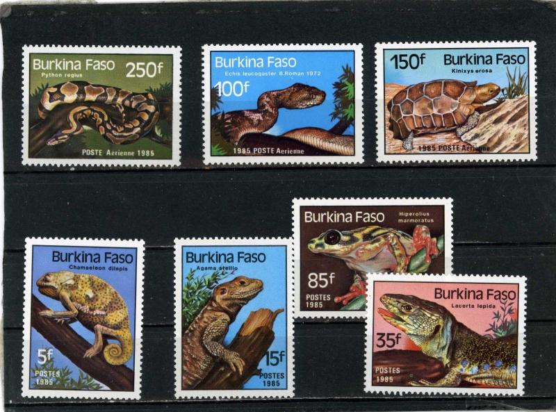 BURKINA FASO 1985 Sc#697-702 FAUNA REPTILES SET OF 7 STAMPS MNH 