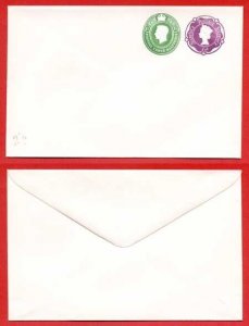 ESCP988 QEII 2 1/2d Carmine and KGVI 1 1/2d Green Stamped to Order Envelope Mint