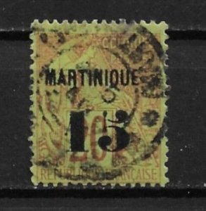 1888 Martinique Sc7  15c surcharge on 20c Commerce used