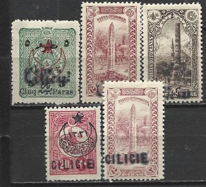 COLLECTION LOT 21677 CILICIA 5 MH STAMPS 1919 CV+$22