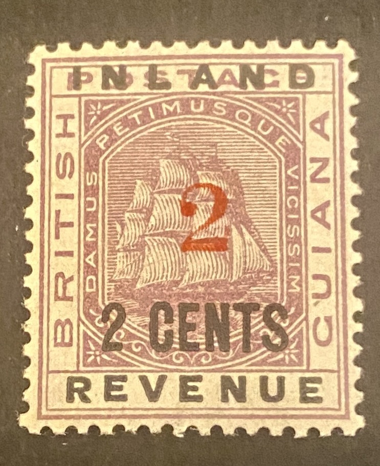 British Guiana Scott 129 Two Cent Red/Black OverprintMint NH