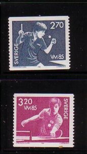 Sweden Sc  1530-1531 1985 Table Tennis Championships stamp set mint NH