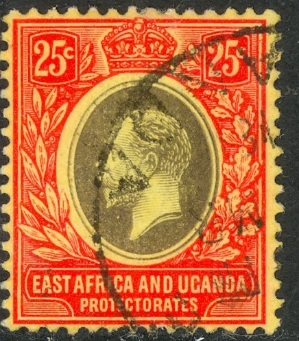 EAST AFRICA AND UGANDA 1912-18 KGV 25c Portrait Issue Sc 46 VFU