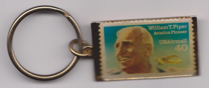 Metal Key Ring Featuring Scott C129 William Piper Stamp