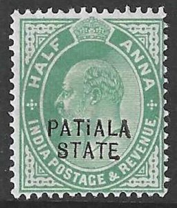 India, Patiala State, Stanley Gibbons #46, Broken I variety, Mint, N.H.