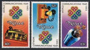 Niue 414-416,416a, MNH. Mi 551-553, Bl.73. World Communication Year WCY-1983.