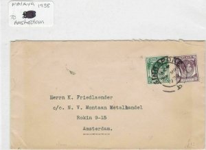 malaya to amsterdam1938 stamp cover Ref 8862