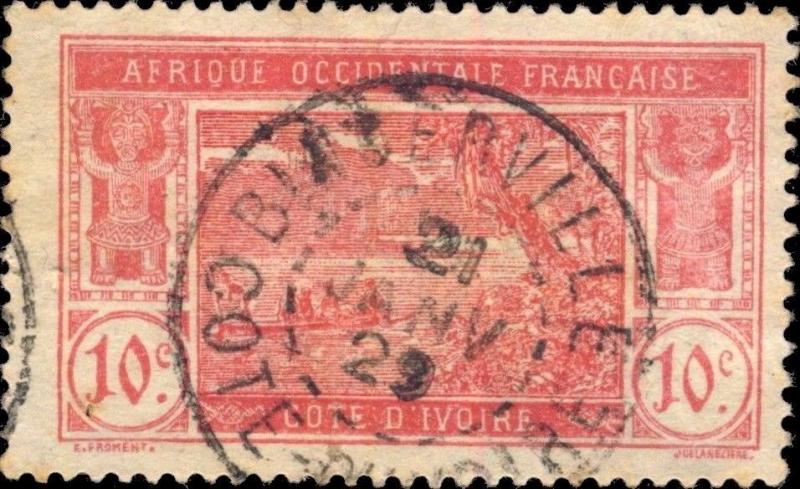 CÔTE-D'IVOIRE - 1929 - CAD BINGERVILLE / COTE-D'IVOIRE DOUBLE CERCLE SUR N°64