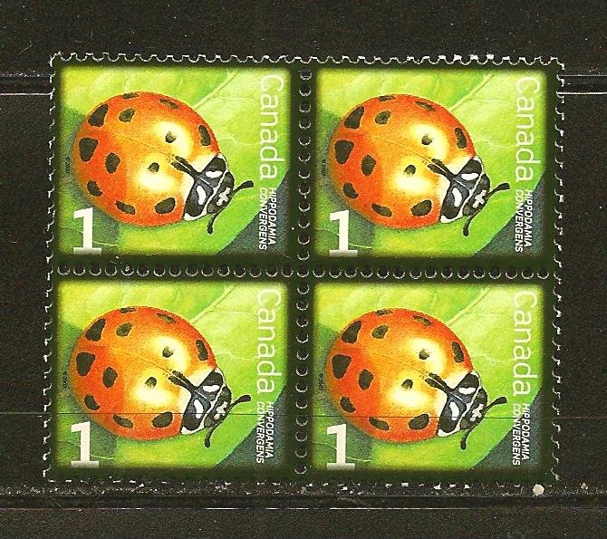 Canada Lady Bug 1 Cent Issue Block of 4 MNH