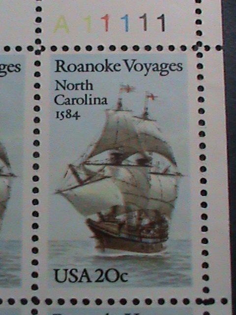 ​UNITED STATES -1984 SC#2093-ROANOKE VOYAGES: -MNH PLATE BLOCK OF 4  VERY FINE