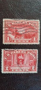 US Scott # Q1-Q2; 1c,2c, Parcel Post from 1913; used, F/VF centering