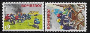 Uruguay 2000 Fire Fighters Truck Engine Sc 1884-1885 MNH A3289