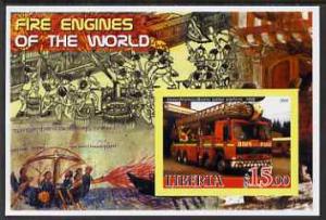 Liberia 2005 Fire Engines of the World #05 imperf s/sheet...