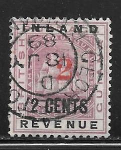 British Guiana 129: 2 on 2c Seal of the Colony, used, F