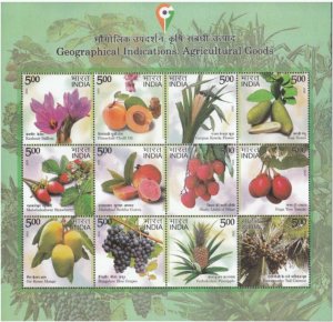 India2023 Agricultural Geographical goods Fruits Flowers Trees 12tamps sheet MNH