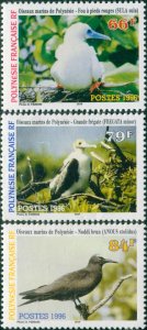 French Polynesia 1996 Sc#685-687,SG755-757 Marine Birds set MLH