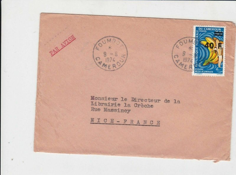 cameroun 1974 banana musa airmail stamps cover ref 20476
