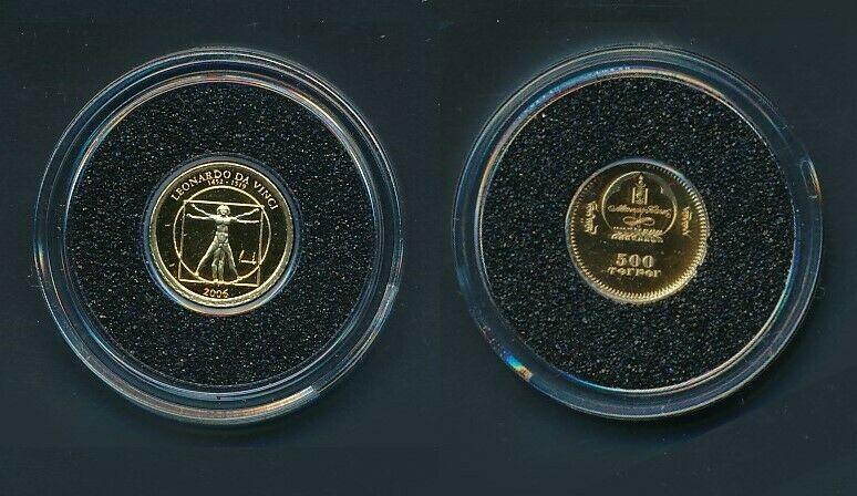[99481] Mongolia 2006 500 Tugrik Leonardo da Vinci Proof Gold 999 /  0,50 gram