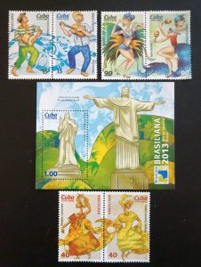 CUBA Sc# 5443-5446  BRASILIANA Dancing  CPL set of 6 + SS  2013  MNH mint