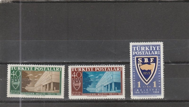 Turkey  Scott#  1473-1475  MH  (1959 Political Science School)