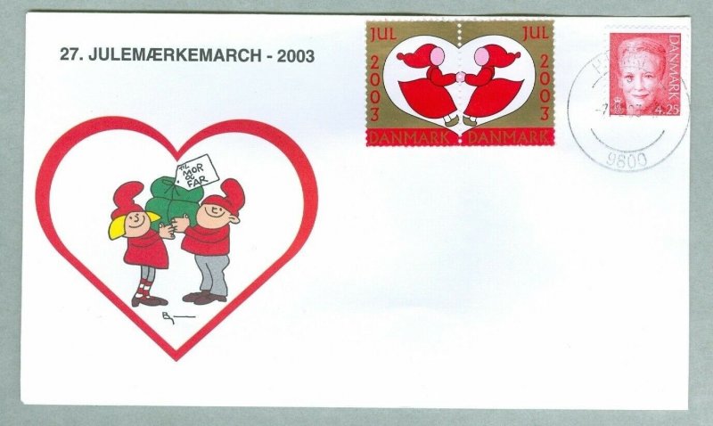 Denmark. Cover Santa,Gift.  # 27 Christmas Seals Walk 2003. 4.25 Kr. Hjorring.