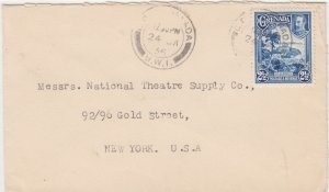 GRENADA cover postmarked  24 Jan.  1936 - The 2½d rate to USA