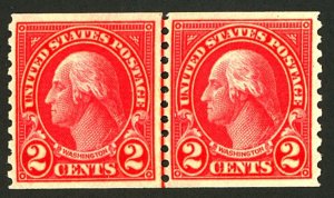 U.S. #599 MINT LINE PAIR OG NH