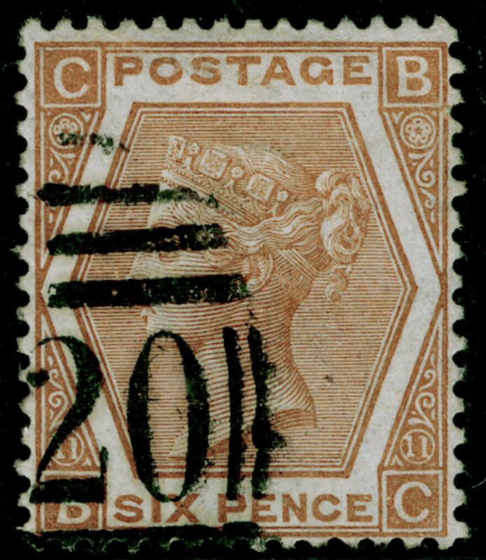 SG122a, 6d chestnut plate 11, FINE USED. Cat £65. BC