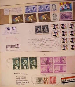 US 10 OR MORE STAMPS ON EACH OF 3 DIFF COVERS