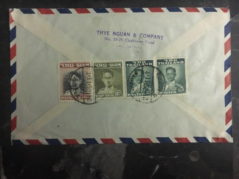 1952 Bangkok Thailand Airmail cover to Linden NJ Usa