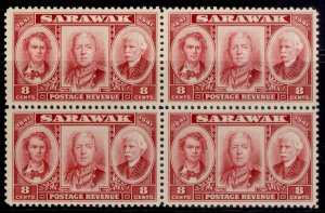 SARAWAK GVI SG146, 8c lake, NH MINT. Cat £30. BLOCK x 4